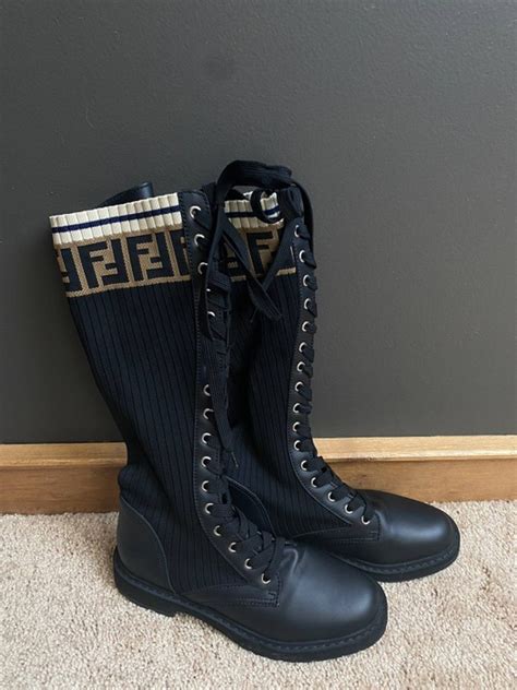 fendi rockoko knee high boots|Fendi military boots.